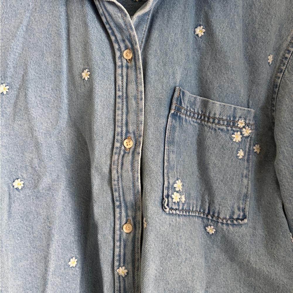 Denim Blue Floral Women's Top - Picture 3 of 6
